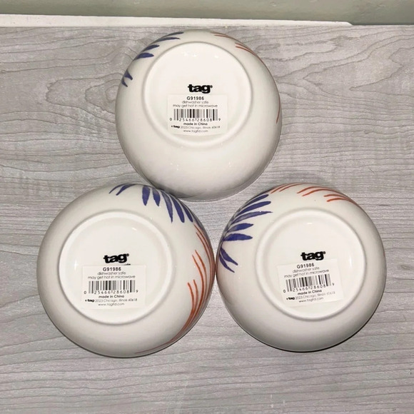 Set of 3 gorgeous ceramic dishes made by Tag. Pretty palm leaf design. NWTS! - Picture 3 of 6